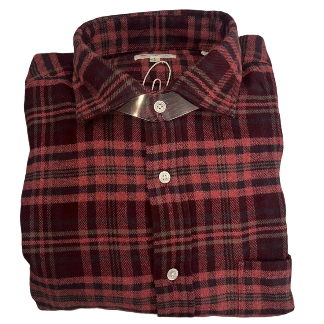 Hartford Paul Woven Mens Shirt Bordeaux Check