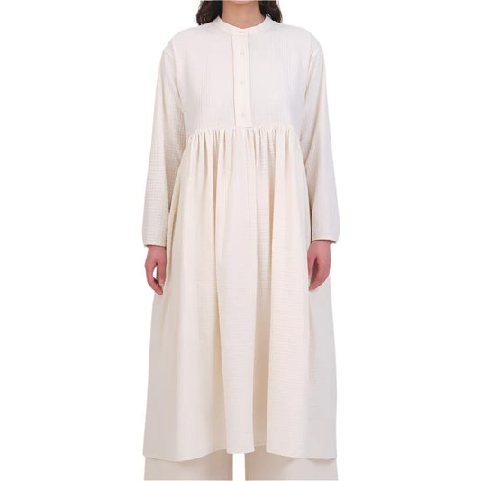 Cawley Studio Japanese Waffle Cotton Penny Dress Ecru