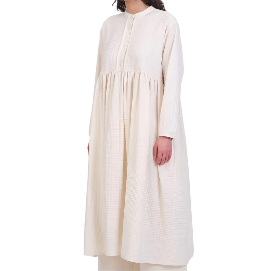 Cawley Studio Japanese Waffle Cotton Penny Dress Ecru