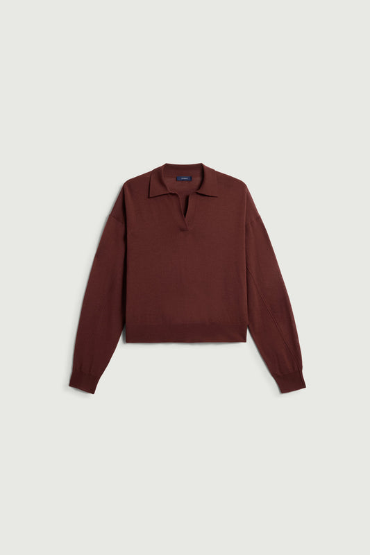 Soeur Fleming Long-sleeved Merino Polo Brown