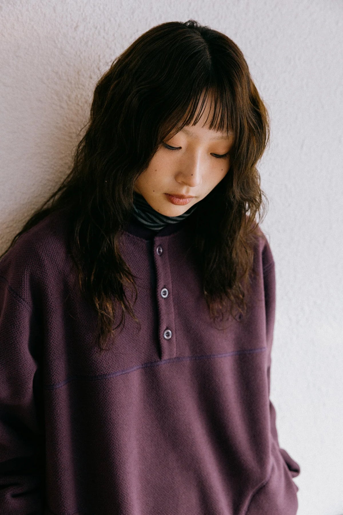 Kappy Fleece Waffle Button Anorak Purple