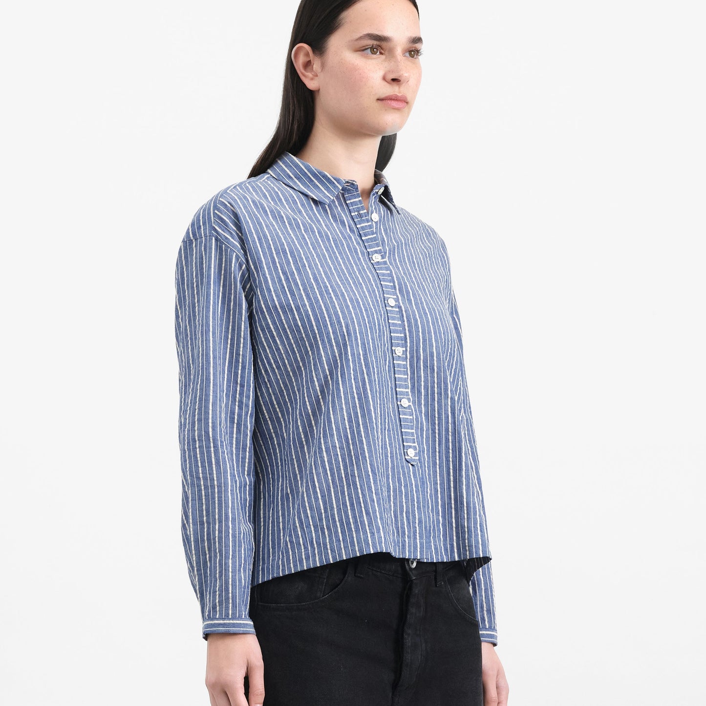 YMC Marianne LS Shirt Navy/Natural