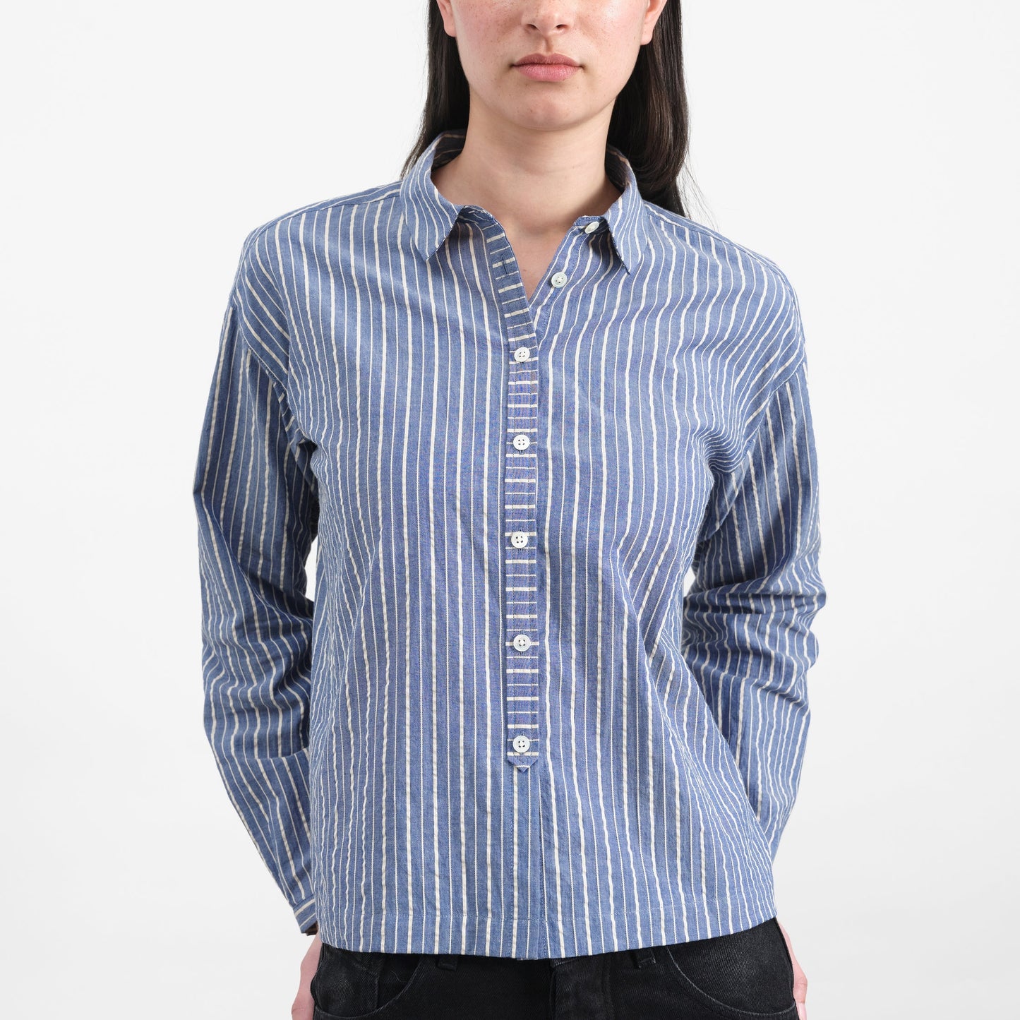 YMC Marianne LS Shirt Navy/Natural