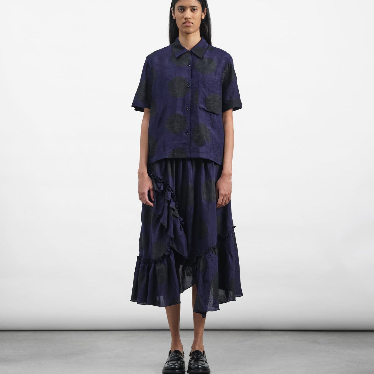 YMC Draped Skirt Black / Blue