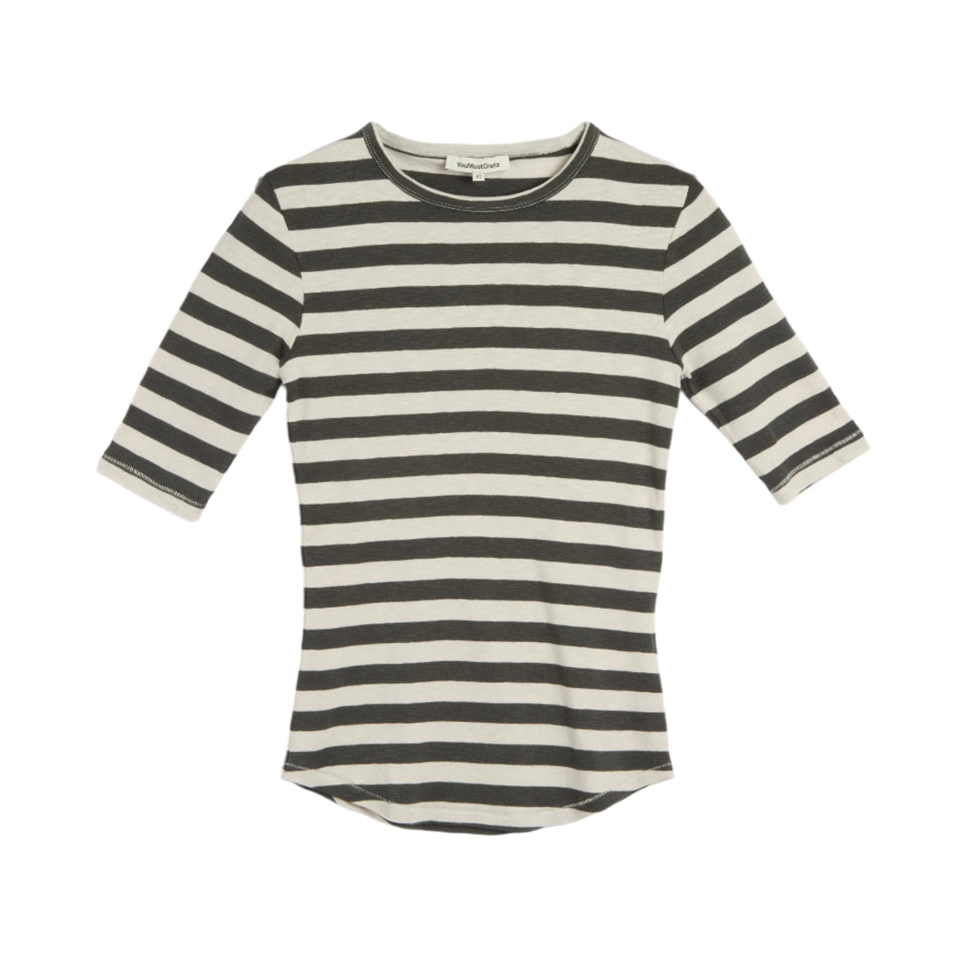 YMC Charlotte Stripe Top Grey / Stone