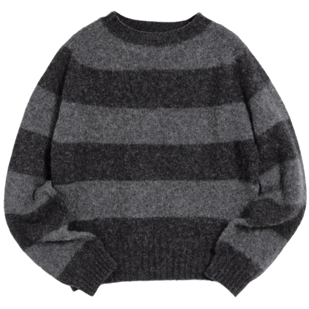 YMC Jets Stripe Crew Knit Grey Stripe