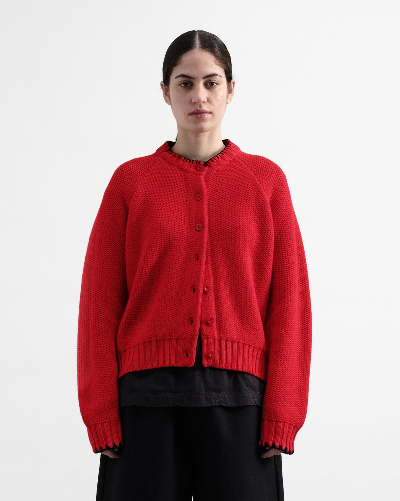 YMC Lotus Cardigan Red