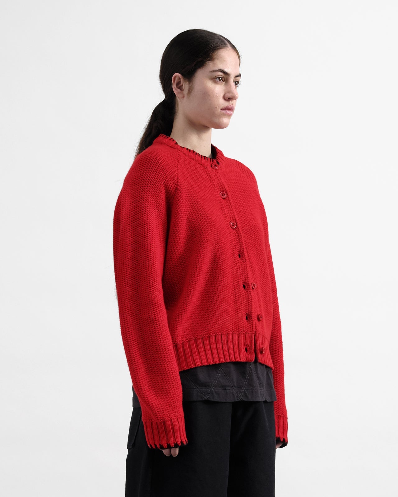 YMC Lotus Cardigan Red