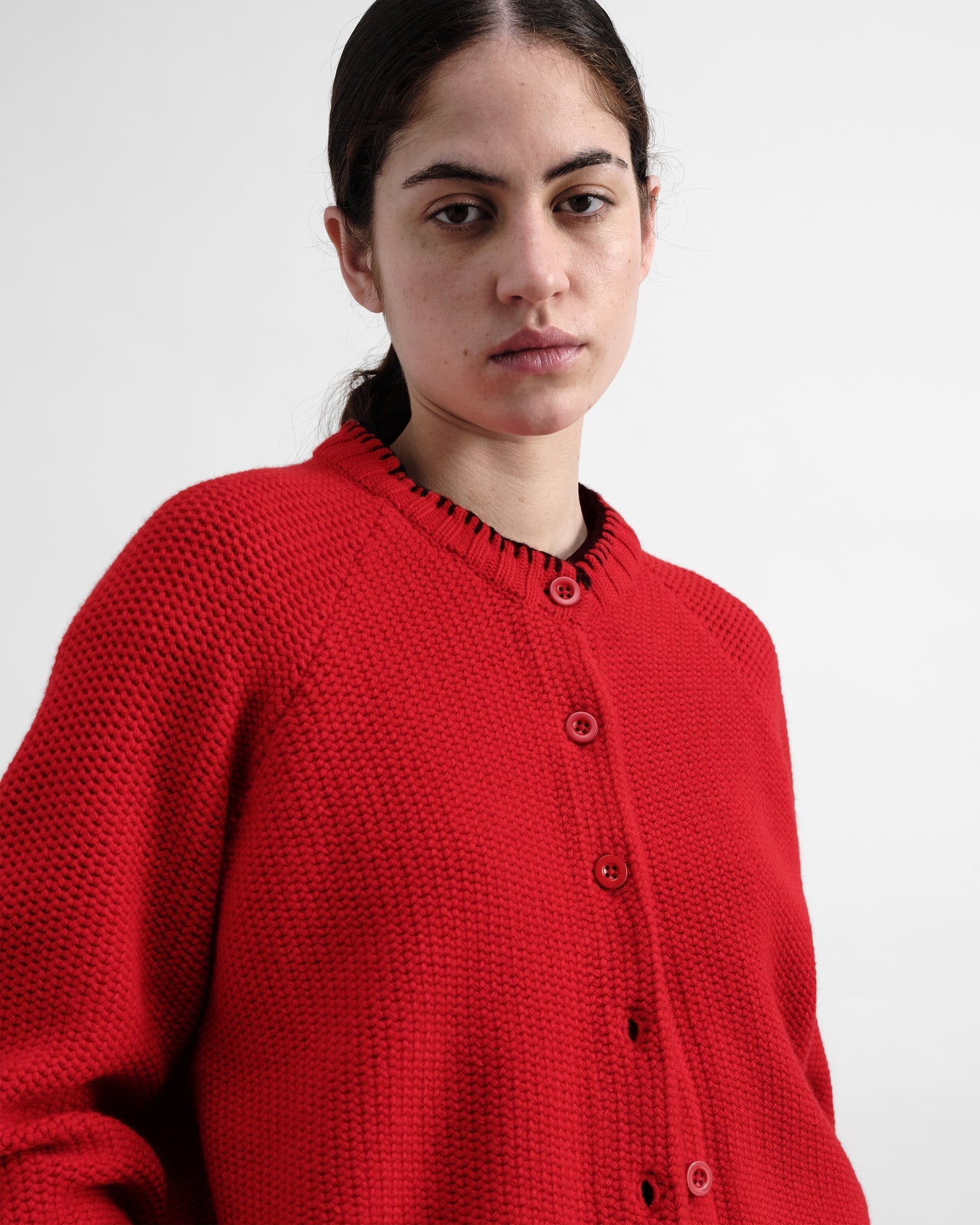 YMC Lotus Cardigan Red