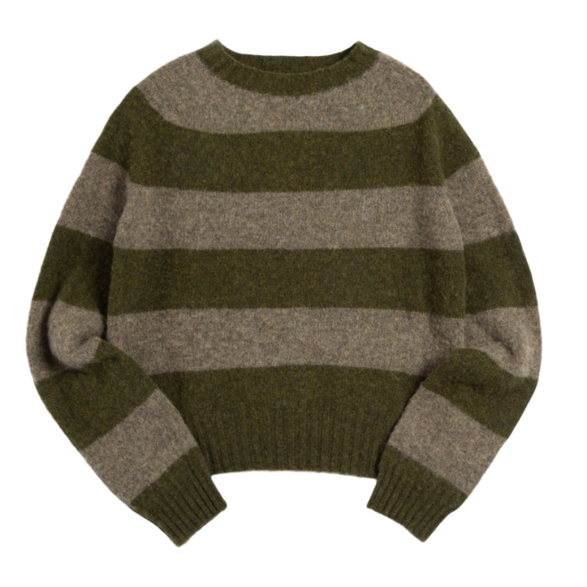 YMC Jets Stripe Crew Knit Green / Brown