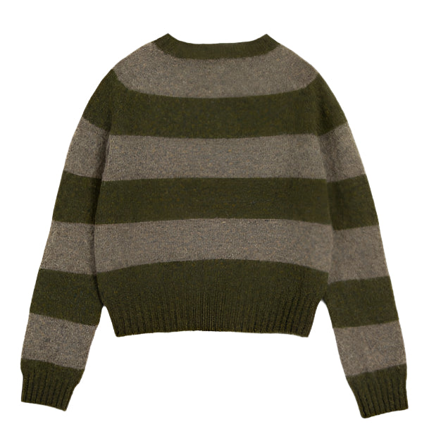 YMC Jets Stripe Crew Knit Green / Brown