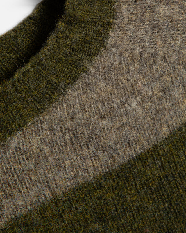 YMC Jets Stripe Crew Knit Green / Brown
