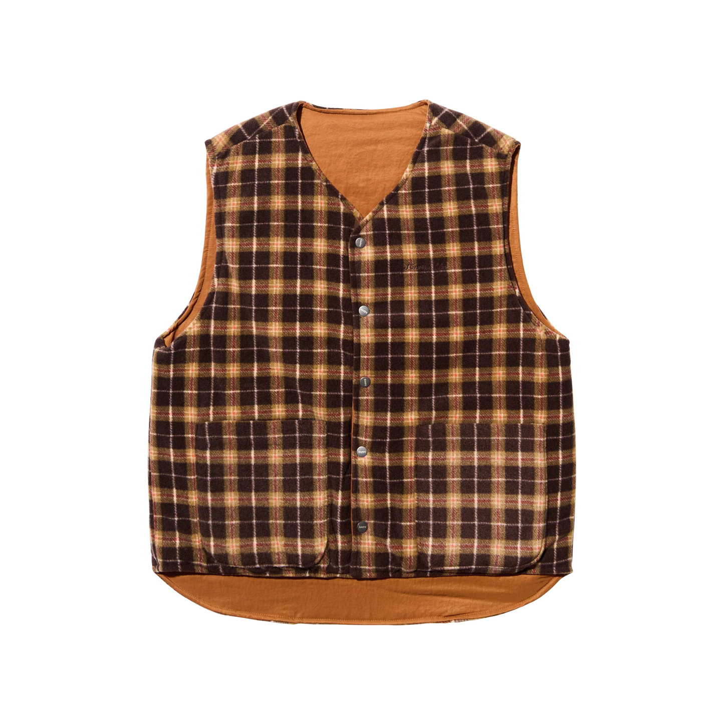 Kappy Reversible Nylon Check Vest Orange