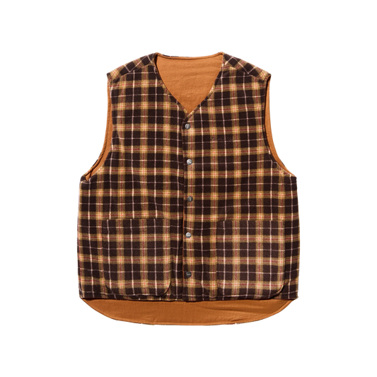 Kappy Reversible Nylon Check Vest Orange