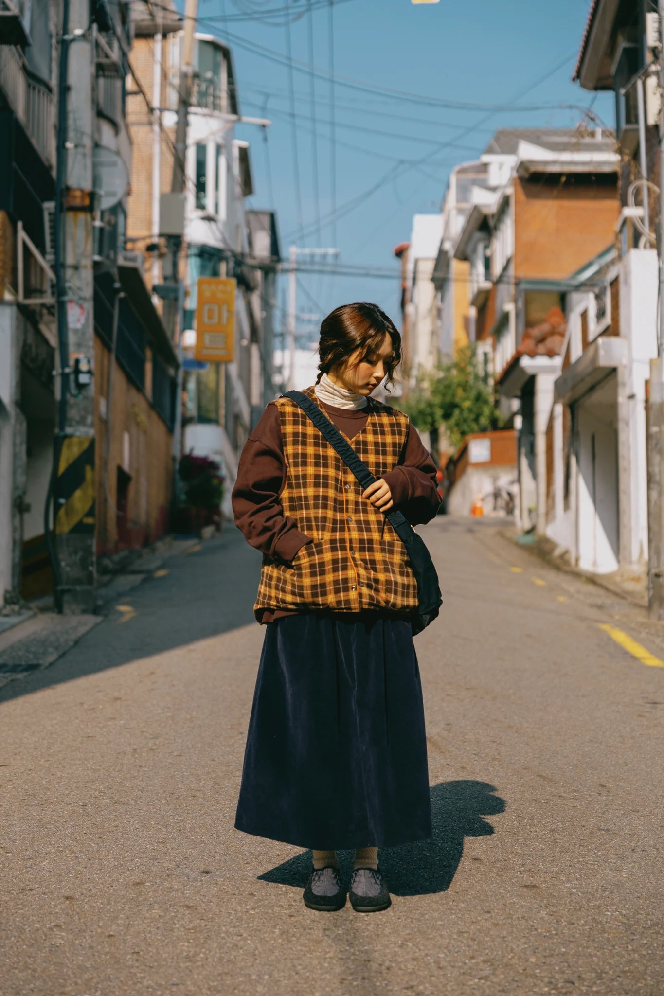 Kappy Reversible Nylon Check Vest Orange
