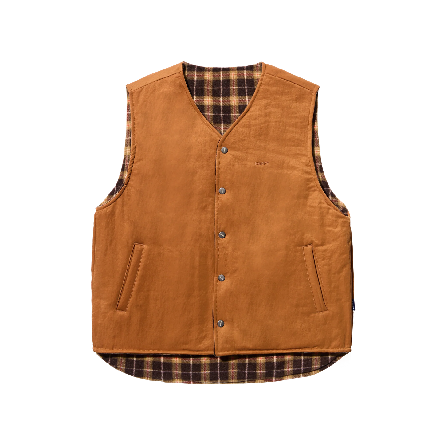 Kappy Reversible Nylon Check Vest Orange