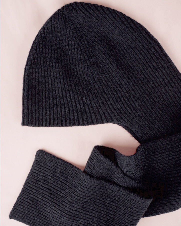 L.F. Markey Rib Scarf Beanie Black