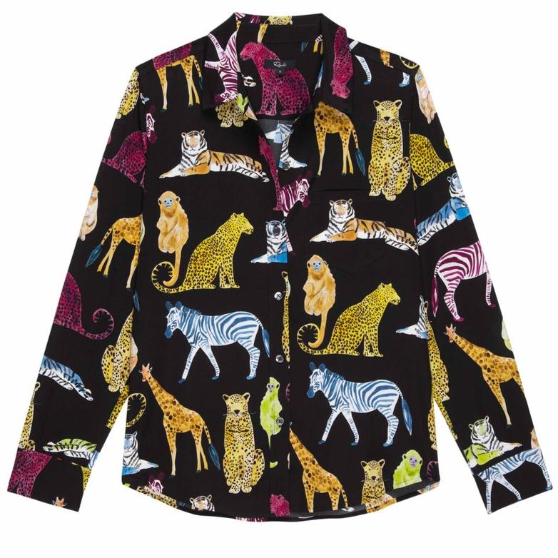 Rails Kate Shirt Silk Illustrated Animals