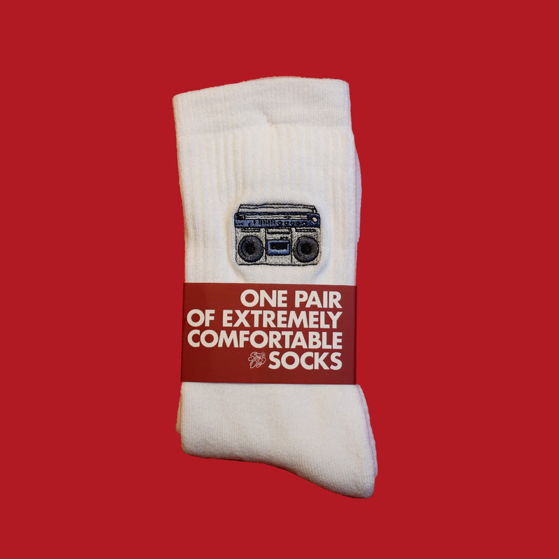 Supa Dupa Boombox Socks White