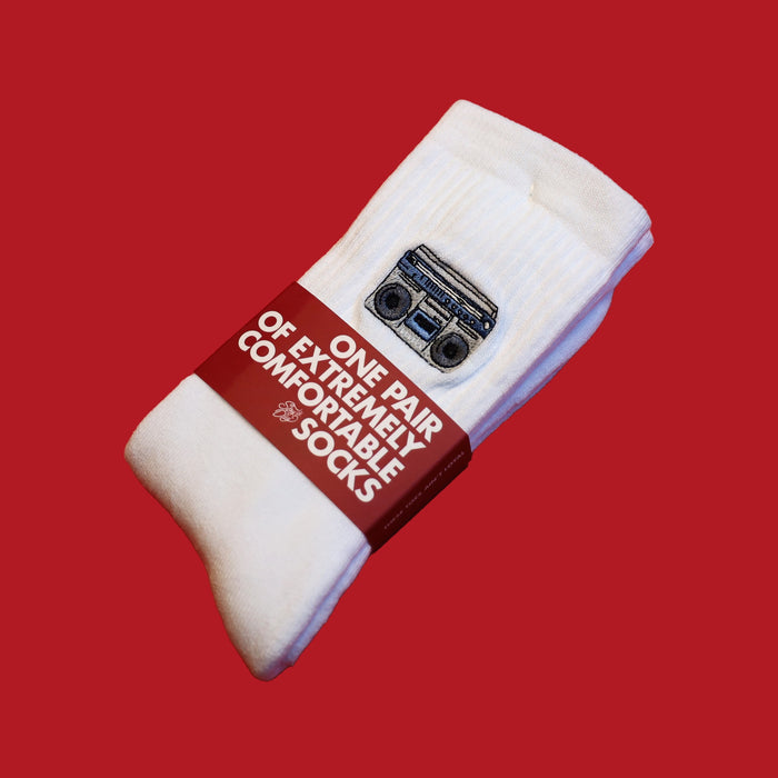 Supa Dupa Boombox Socks White