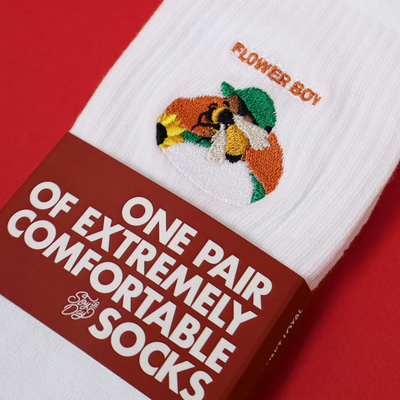 Supa Dupa Flower Boy Socks White