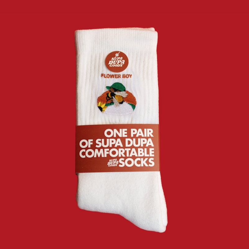 Supa Dupa Flower Boy Socks White