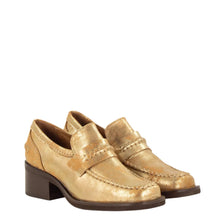 Load image into Gallery viewer, Sessun Tierney Wide-Heel Loafers Gold
