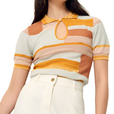 Sessun Kelis Fancy Jacquard Polo Shirt Sunset