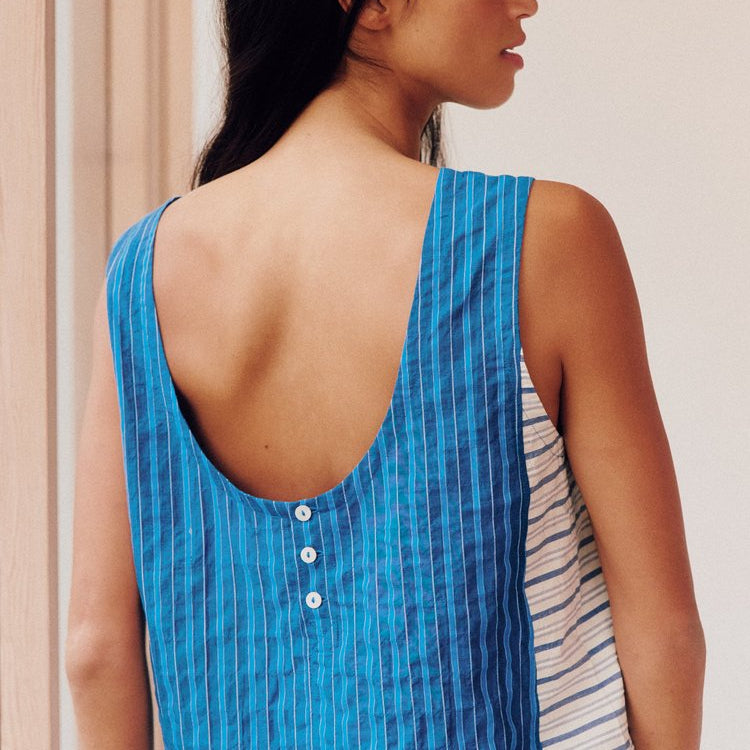 Sideline Wake Top Cobalt Stripe