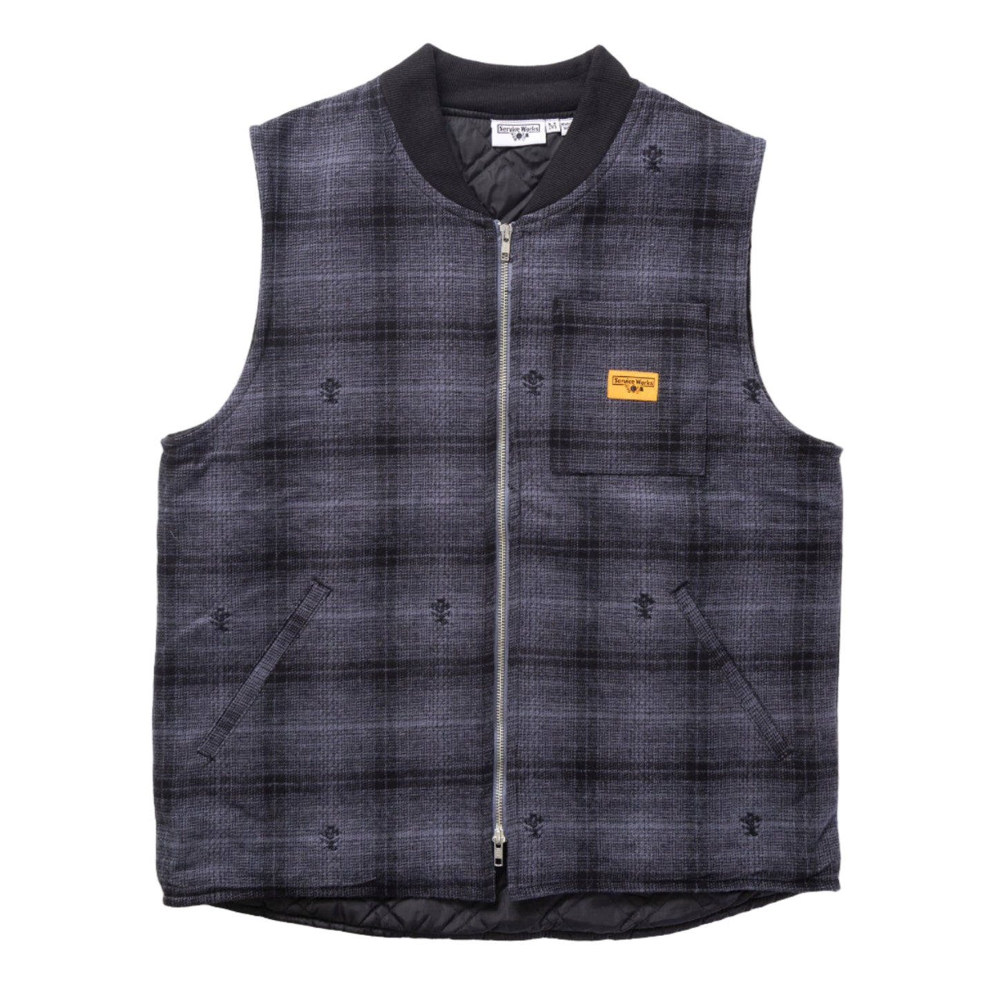 Service Works Thistle Plaid Padded Work Vest Black