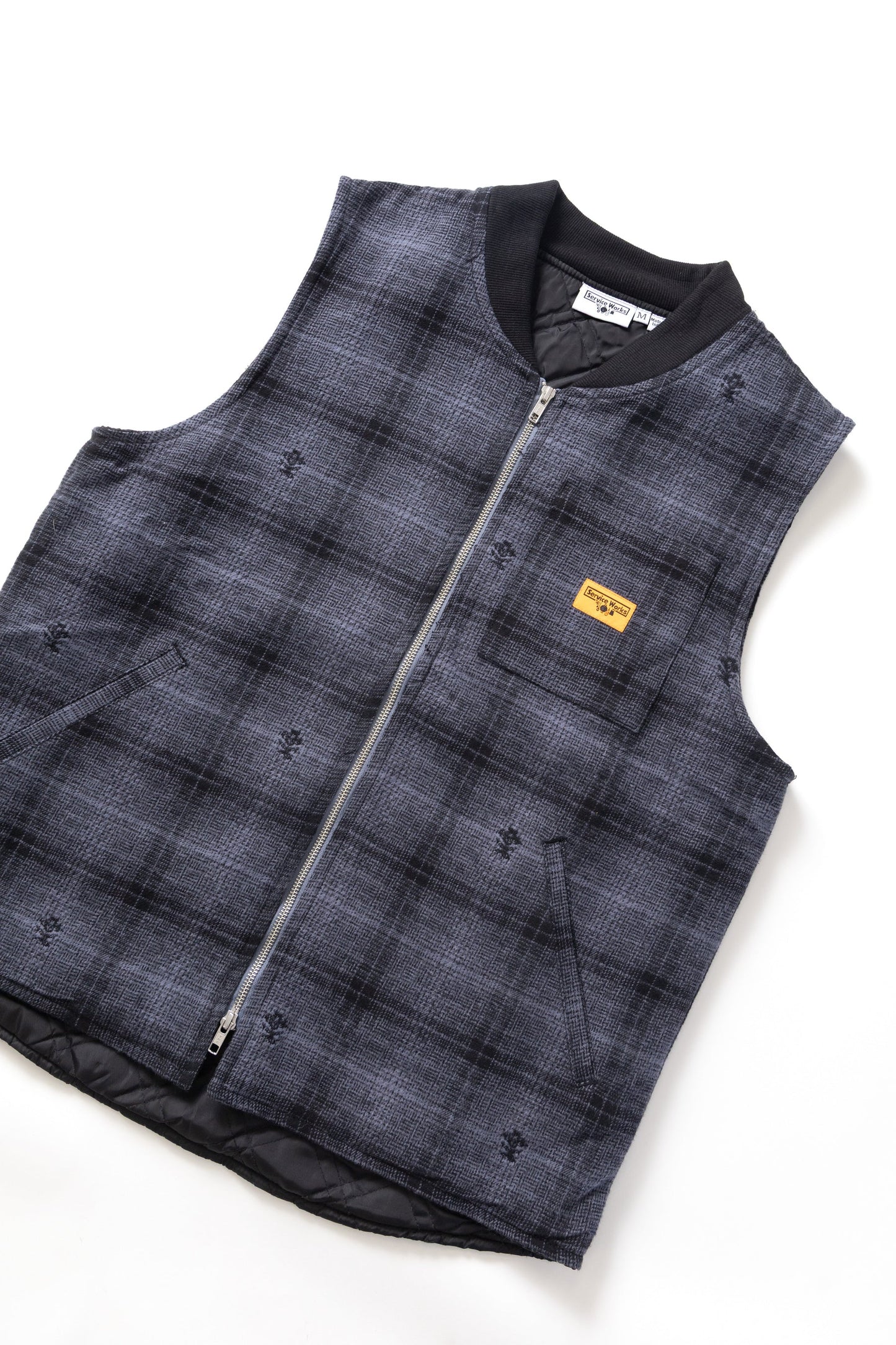 Service Works Thistle Plaid Padded Work Vest Black
