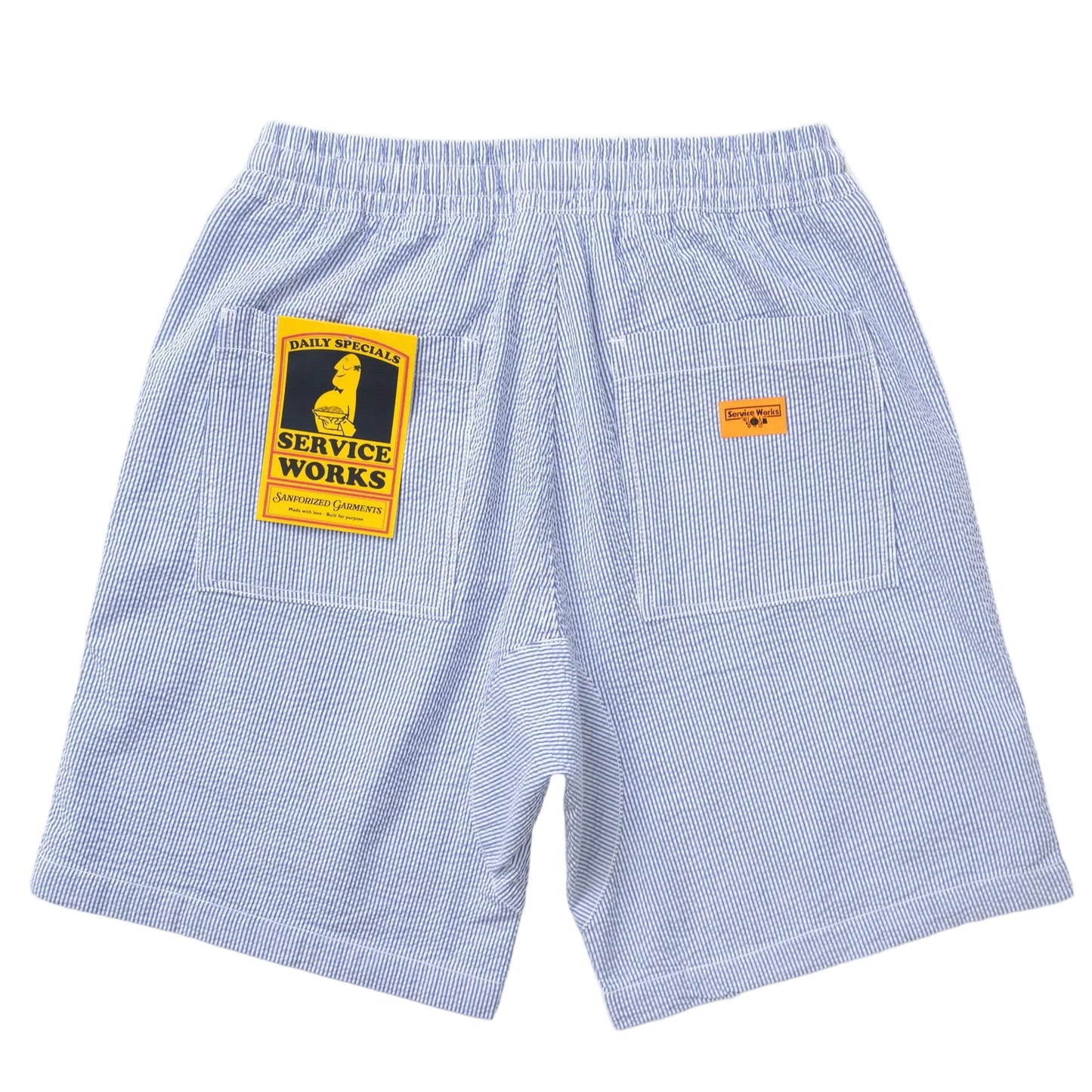 Service Works Seersucker Chef Shorts Dark Navy Stripe
