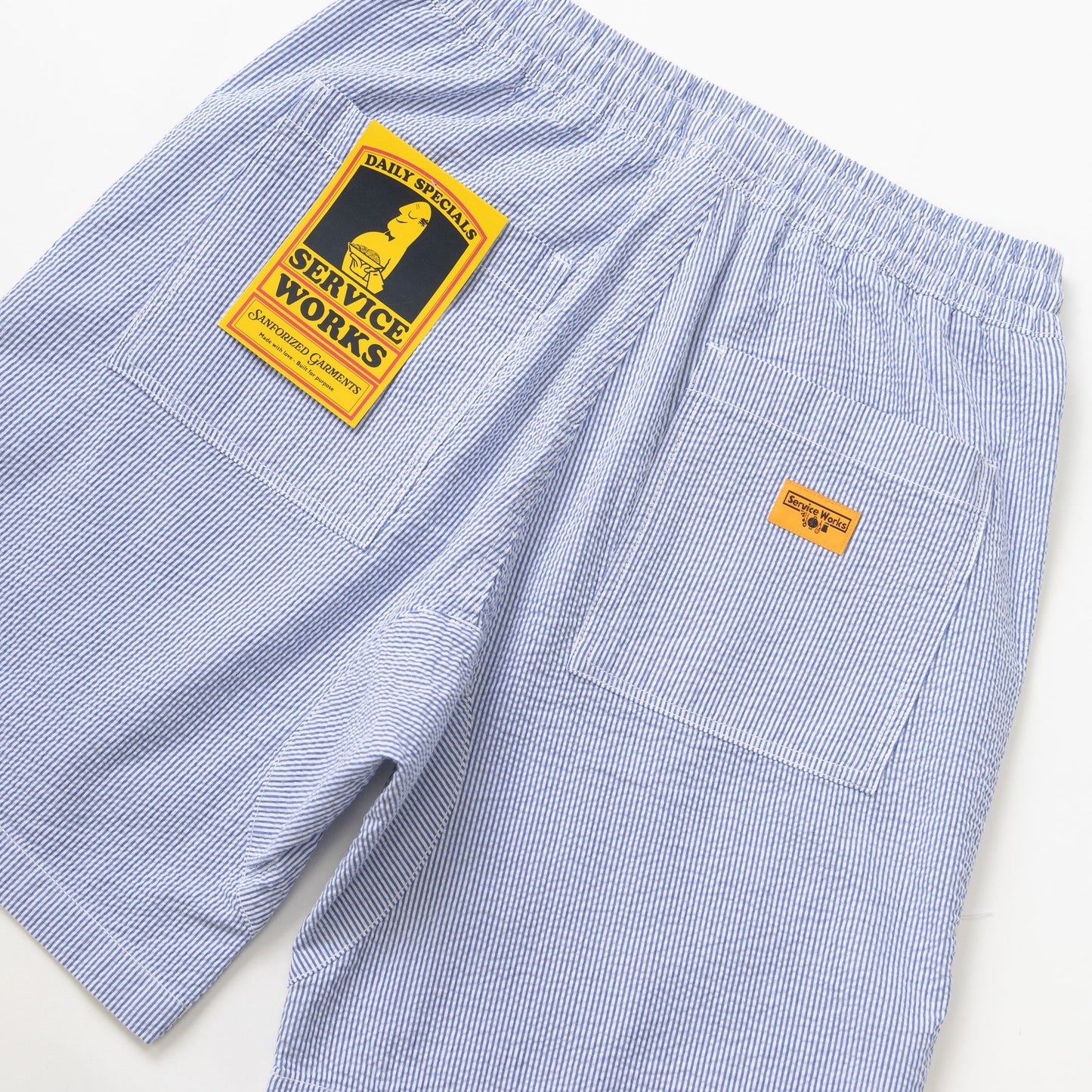 Service Works Seersucker Chef Shorts Dark Navy Stripe