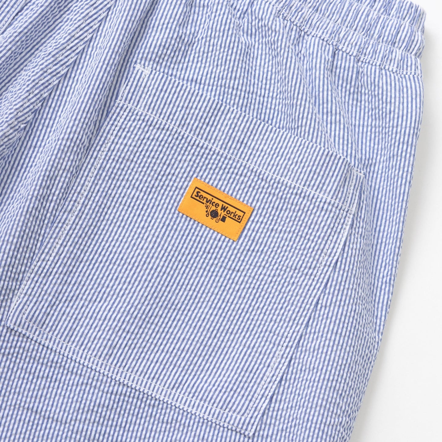 Service Works Seersucker Chef Shorts Dark Navy Stripe