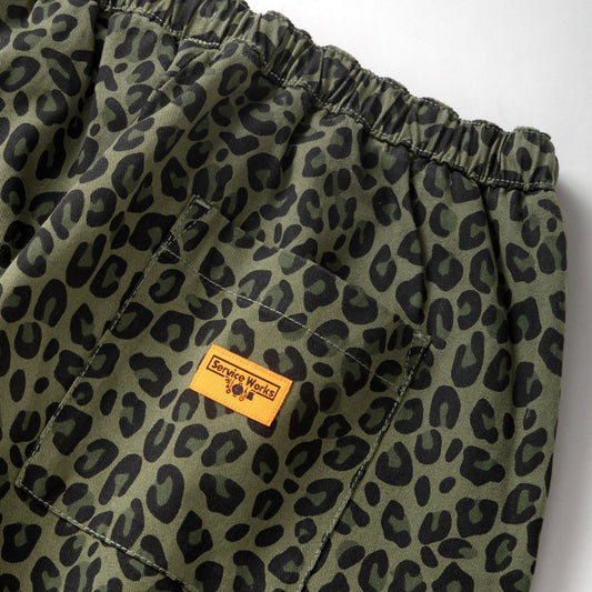 Service Works Patterned Easy Chef Pants Green Leopard