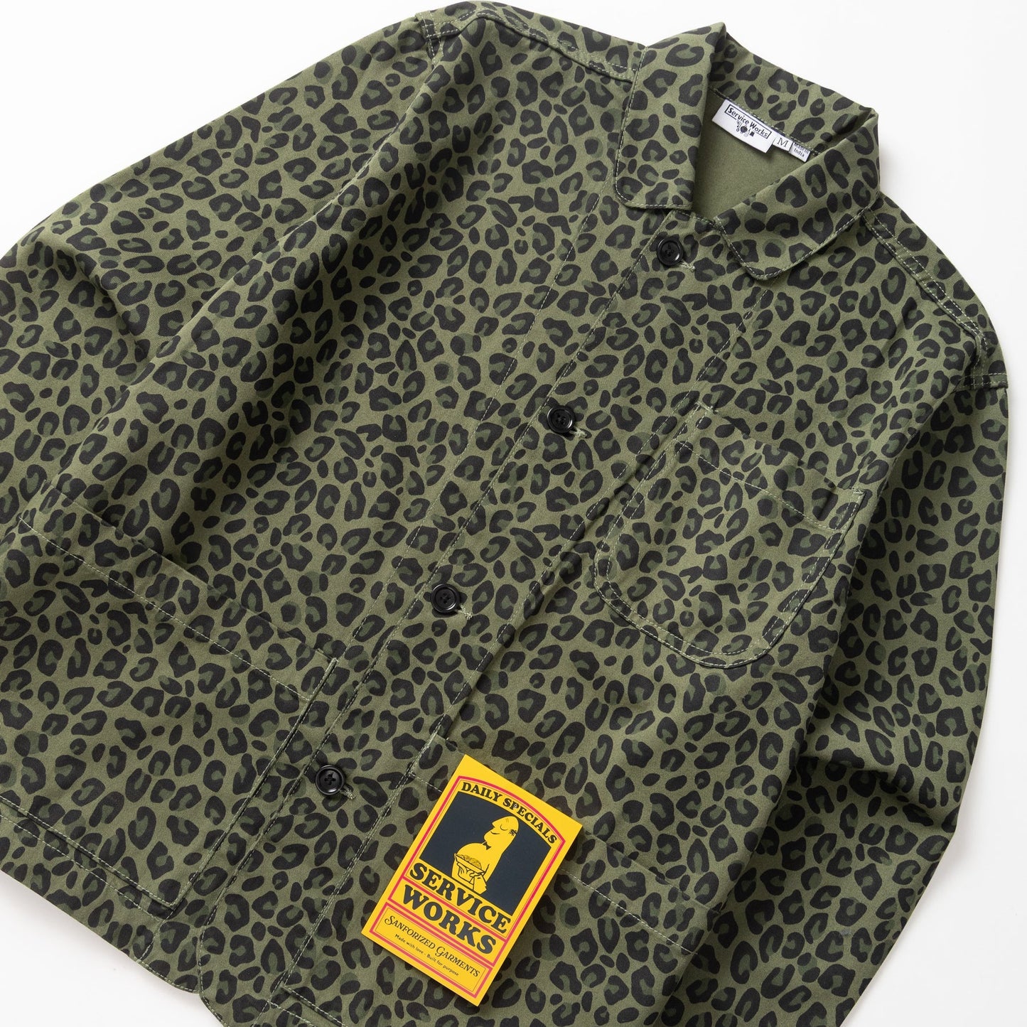 Service Works Patterned Easy Chef Shirt Green Leopard