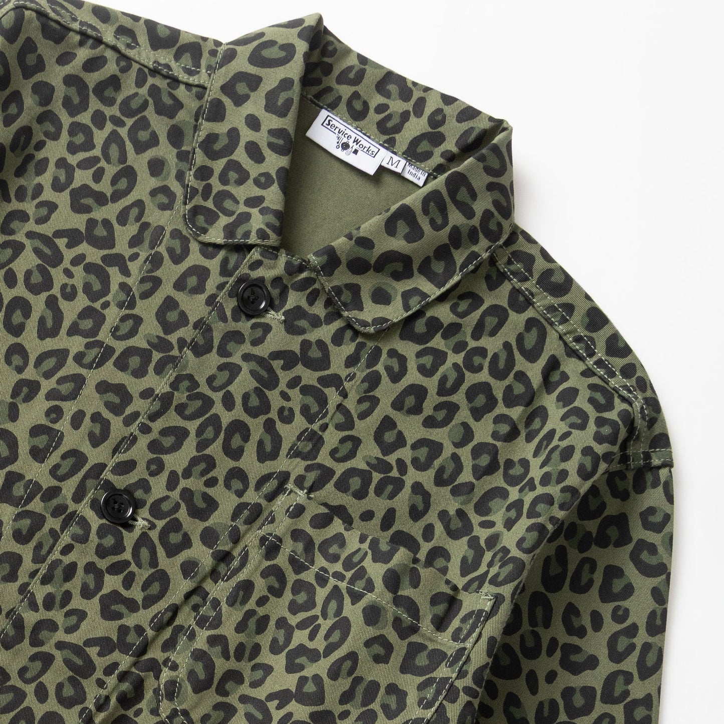Service Works Patterned Easy Chef Shirt Green Leopard