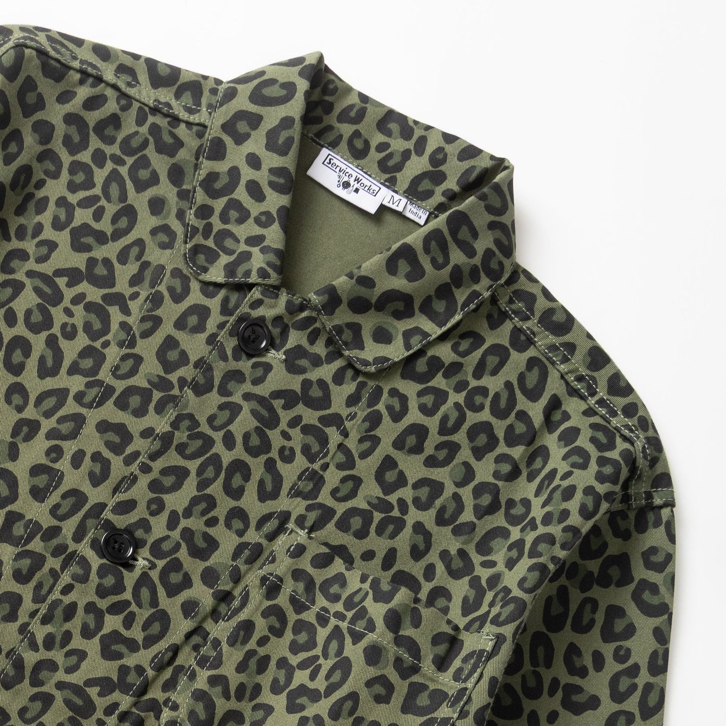 Service Works Patterned Easy Chef Shirt Green Leopard