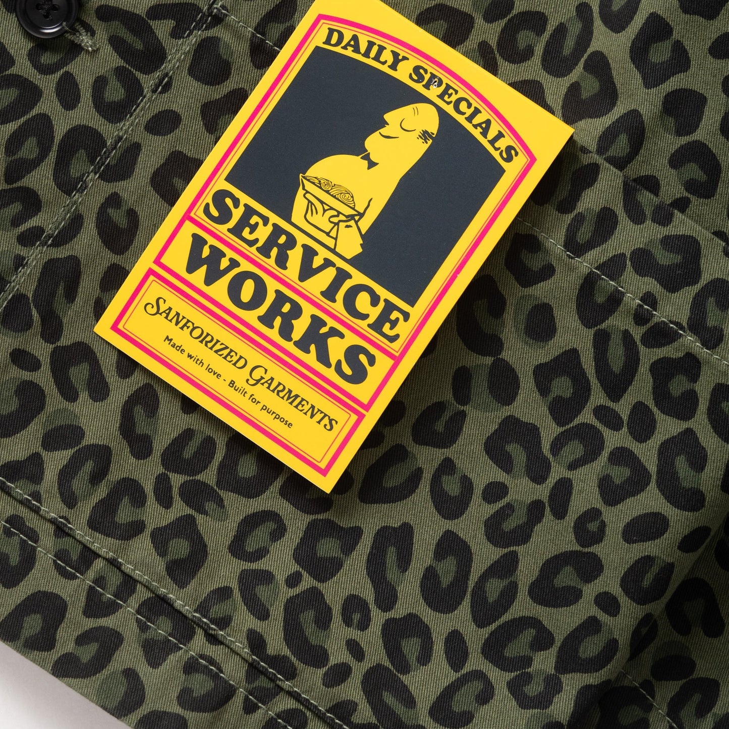 Service Works Patterned Easy Chef Shirt Green Leopard