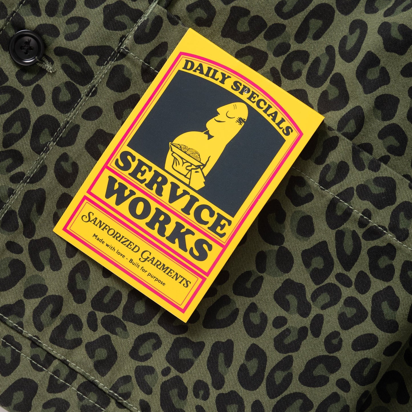 Service Works Patterned Easy Chef Shirt Green Leopard