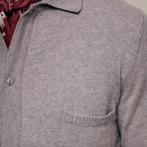 Merz b. Schwanen Merino Wool-Cashmere-Silk LS Shirt Faded Grain