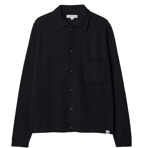 Merz b. Schwanen Merino Wool-Cashmere-Silk LS Shirt Black