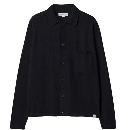 Merz b. Schwanen Merino Wool-Cashmere-Silk LS Shirt Black