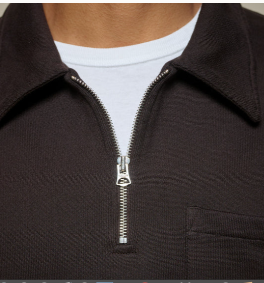 Merz b. Schwanen ZIP03 Half Zip Polo Sweat Espresso