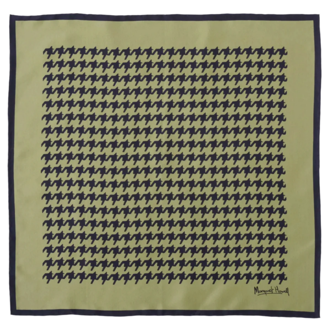 Margaret Howell Glencheck Scarf Silk Kzu Sage/ Ink