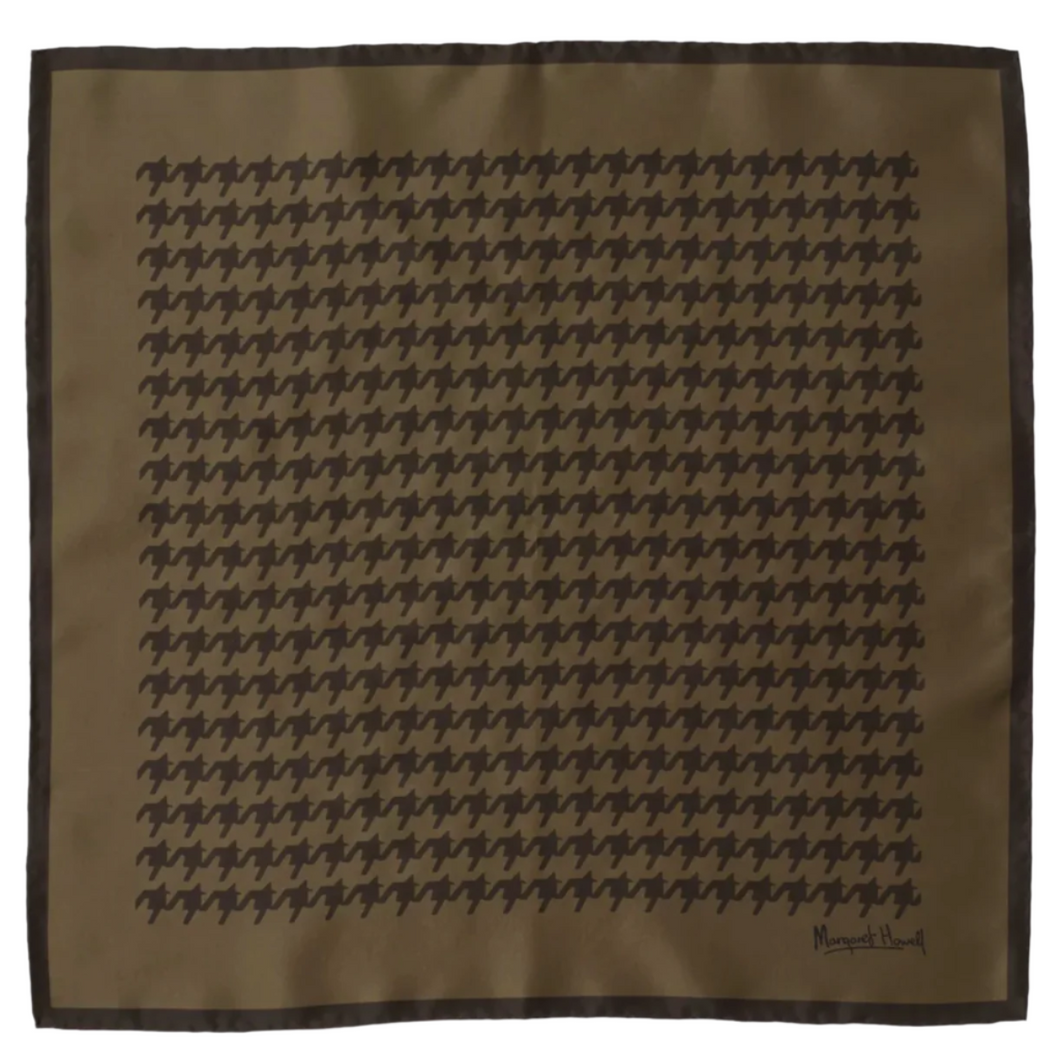 Margaret Howell Glencheck Scarf Silk Kzu Olive / Assam