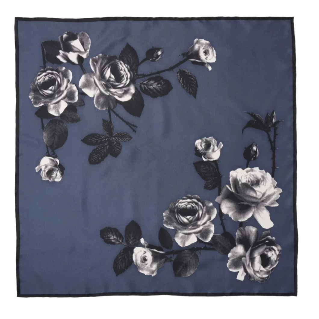 Margaret Howell 2 Colour Rose Scarf Silk / Storm Blue