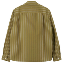 Load image into Gallery viewer, MHL Overall Shirt  Offset Cotton Stripe Light Olive / Off White
