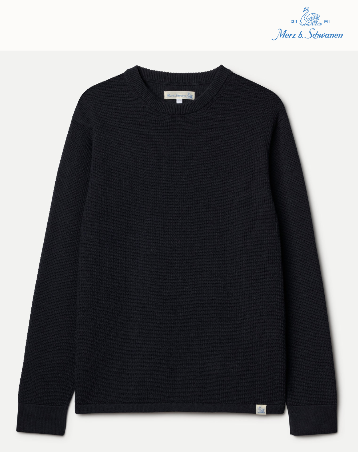 Merz b. Schwanen Lightweight Waffle Knit Sweater Dark Navy