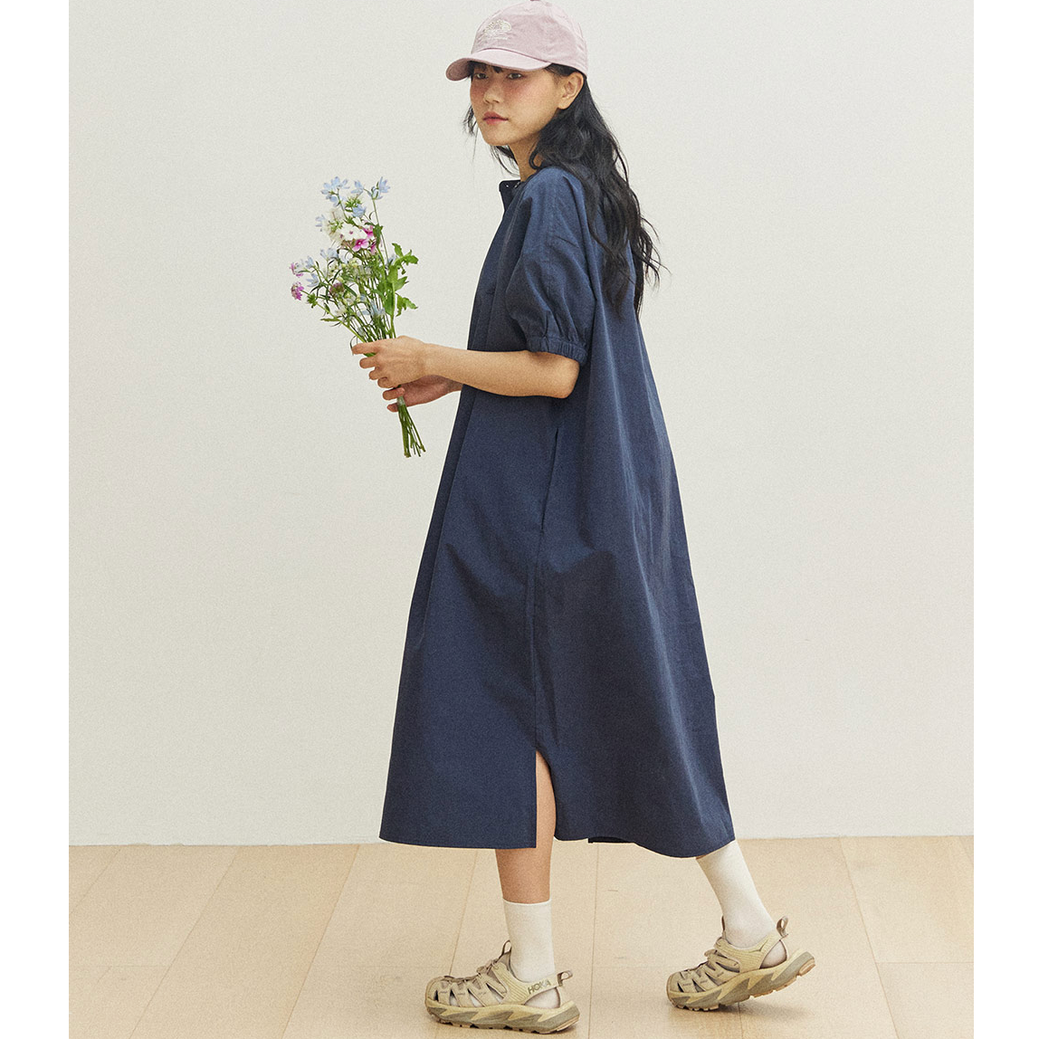 Kappy Design Band Collar Dress Navy